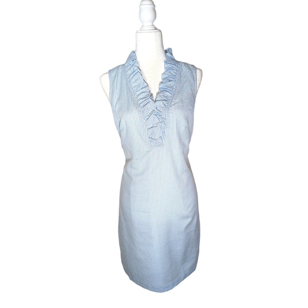 Vince Camuto Summer Dress Light Blue with White Stripes Size 12